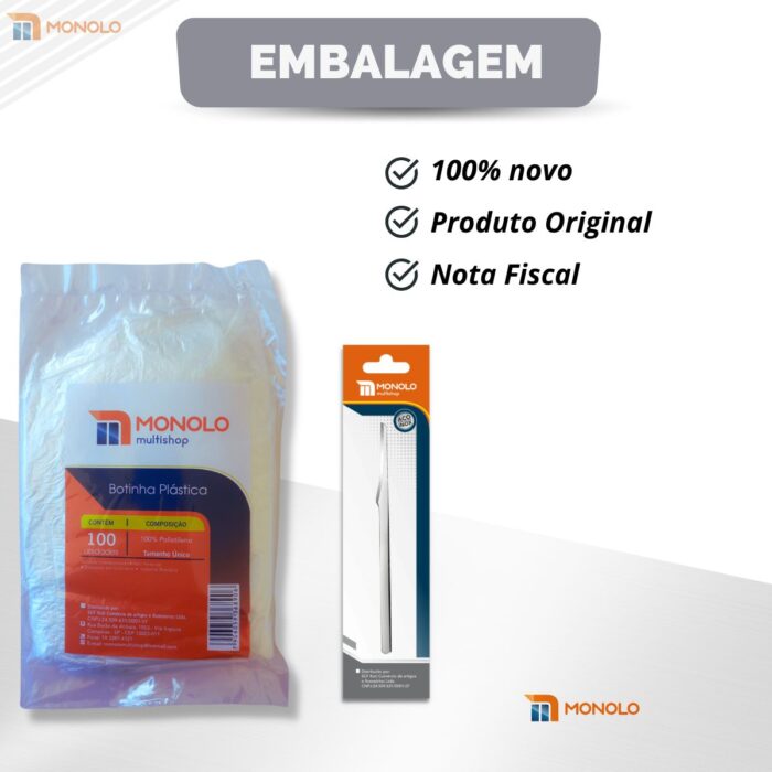 Kit 100 Bota Plástica Descartável + Raspador Espátula Bisturi Pés Podóloga elimina Pele Morta Calo - Image 8