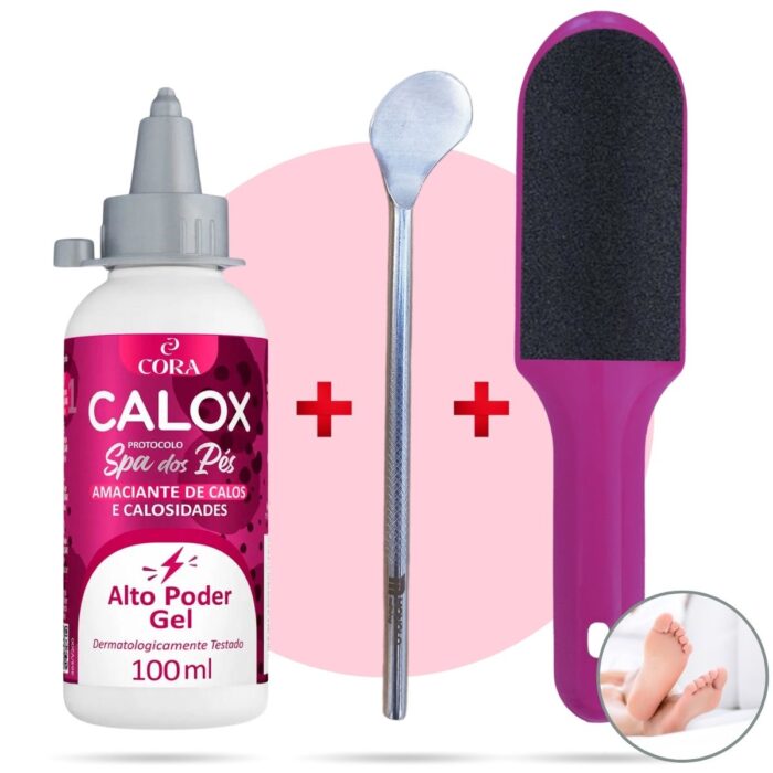 Kit Amaciante Calos Gel + Espátula Bisturi 222+ Lixa SPA Pés Podóloga Pedicure