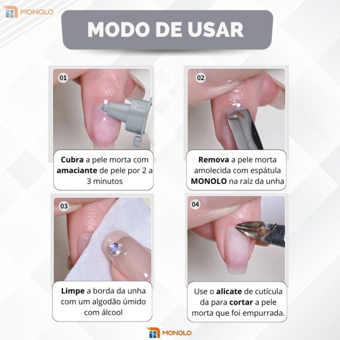 Kit Alicate Cutícula + Palito + Espátula Empurrador Unha Manicure Pedicure Afiado Profissional Aço Inox - Image 8