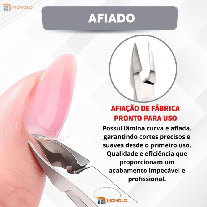 Kit Alicate Cutícula + Palito + Espátula Empurrador Unha Manicure Pedicure Afiado Profissional Aço Inox - Image 5