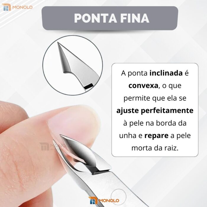 Kit Alicate Cutícula + Espátula Empurrador Unha Manicure Pedicure Afiado Profissional Aço Inox - Image 3