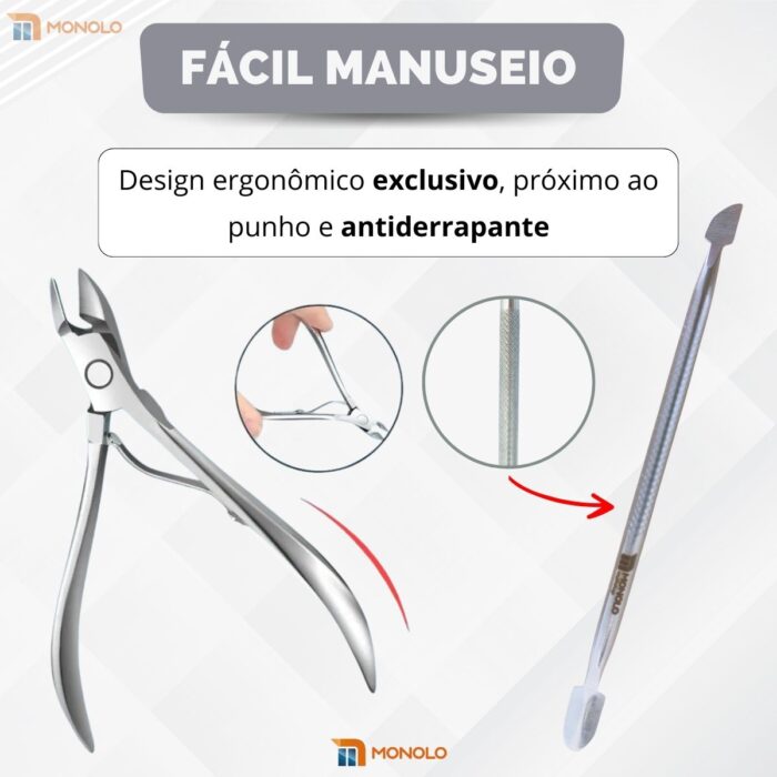 Kit Alicate Cutícula + Espátula Empurrador Unha Manicure Pedicure Afiado Profissional Aço Inox - Image 8