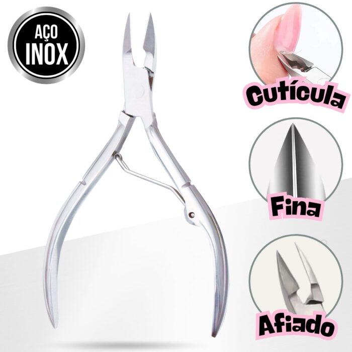 Alicate Cutículas e Unhas Profissional Manicure Aço Inox Afiado