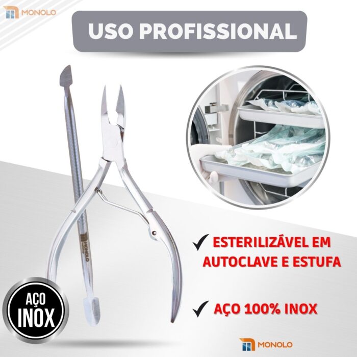 Kit Alicate Cutícula + Espátula Empurrador Unha Manicure Pedicure Afiado Profissional Aço Inox - Image 9