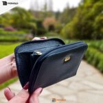 Carteira Feminina Couro Legítimo Pequena Zíper Porta Cartão Crédito Moeda Documento Slim Luxo bolsa - Imagem 9