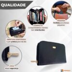 Carteira Feminina Couro Legítimo Pequena Zíper Porta Cartão Crédito Moeda Documento Slim Luxo bolsa - Imagem 2