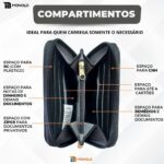 Carteira Feminina Couro Legítimo Pequena Zíper Porta Cartão Crédito Moeda Documento Slim Luxo bolsa - Imagem 3