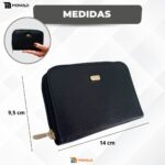Carteira Feminina Couro Legítimo Pequena Zíper Porta Cartão Crédito Moeda Documento Slim Luxo bolsa - Imagem 10