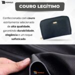 Carteira Feminina Couro Legítimo Pequena Zíper Porta Cartão Crédito Moeda Documento Slim Luxo bolsa - Imagem 6