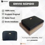Carteira Feminina Couro Legítimo Pequena Zíper Porta Cartão Crédito Moeda Documento Slim Luxo bolsa - Imagem 8