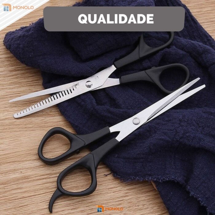 Kit Tesoura Cortar Cabelo Fio Laser + Fio Debaste Descanso Cabeleireiro Barbeiro Profissional Mundial - Image 9