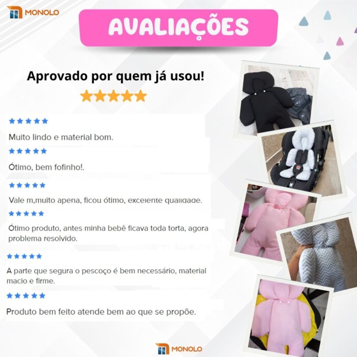 Redutor Bebê Conforto Almofada Protetor Pescoço Carrinho Ninho Moisés Cadeirinha Colchonete Universal - Image 7