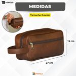 Necessaire Masculina Grande Organizadora Couro bolsa porta objeto Viagem Trabalho Academia - Imagem 9