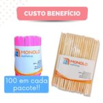 Kit 100 Lixas de Unha Mini + 100 Palitos Manicure Pedicure Descartável - Imagem 3