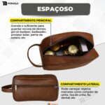 Necessaire Masculina Grande Organizadora Couro bolsa porta objeto Viagem Trabalho Academia - Imagem 4