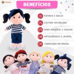Boneca Pelúcia Anaju Menina Pano Bebê Infantil Plush Antialérgico Naninha - Imagem 2