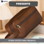 Necessaire Masculina Grande Organizadora Couro bolsa porta objeto Viagem Trabalho Academia - Imagem 5
