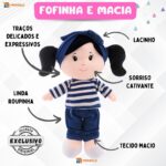 Boneca Pelúcia Anaju Menina Pano Bebê Infantil Plush Antialérgico Naninha - Imagem 6