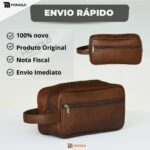 Necessaire Masculina Grande Organizadora Couro bolsa porta objeto Viagem Trabalho Academia - Imagem 8