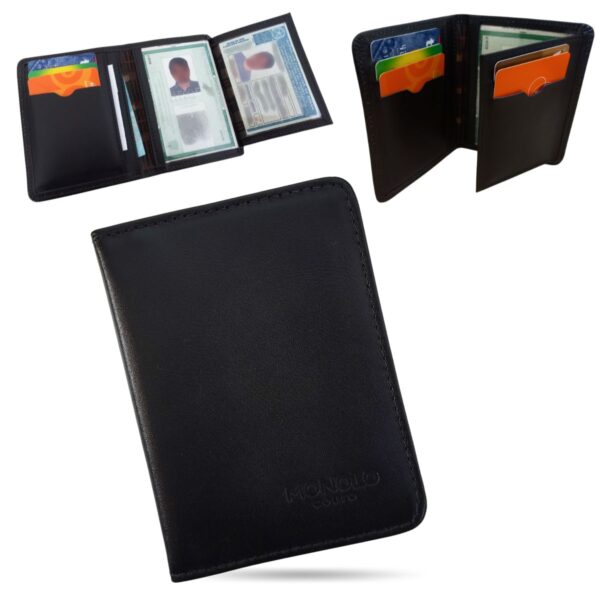 Carteira Porta Cartão Masculina Couro Legítimo Pequena Slim Carteira Porta Cartão Masculina Couro Legítimo Pequena Slim