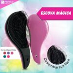 Kit Escova Cabelo Raquete Vazada + Escova Mágica Cerda Macia Desembaraçadora - Imagem 3