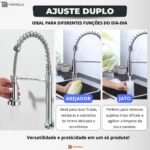 Torneira Cozinha Bancada Gourmet Cromado Flexível Inox Mola Design Moderno Fácil Instalação Luxo - Imagem 2
