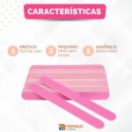Kit 100 Mini Lixa Unha + 5 Espátula Mista Cutícula Manicure Cutelaria Silicone Empurrador Palito Aço Inox - Imagem 7