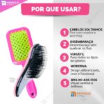 Kit Escova Cabelo Raquete Vazada + Escova Mágica Cerda Macia Desembaraçadora - Imagem 4