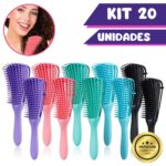Kit 20 Escova Pente Polvo Cabelo Cacheado Crespo Desembaraçar Encaracolado Cachos Atacado