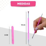 Kit 100 Mini Lixa Unha + 1 Espátula Mista Cutícula Manicure Cutelaria Silicone Empurrador Palito Aço Inox - Imagem 10