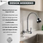 Torneira Cozinha Parede Gourmet Cromado Aço Inox Econômica Fácil Instalação Super Resistente Luxo - Imagem 6