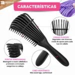 Kit Escova Raquete + Escova Polvo Cabelo Cacheado Liso Ondulado Desembaraçadora - Imagem 6