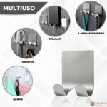 Kit 5 Gancho Parede Suporte Cabide Adesivo Alta Aderência Metal Aço Inox - Imagem 3