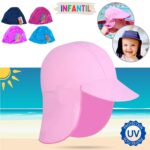 Chapéu Boné Bebê Infantil Proteção Solar UV 50+ Praia Piscina Menina Menino Pescoço Nuca Criança