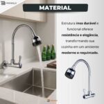 Torneira Cozinha Parede Gourmet Cromado Aço Inox Econômica Fácil Instalação Super Resistente Luxo - Imagem 5