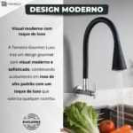 Torneira Cozinha Parede Gourmet Flexível Aço Inox Fácil Instalação Super Resistência Luxo Premium - Imagem 6