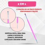 Kit 100 Mini Lixa Unha + 5 Espátula Mista Cutícula Manicure Cutelaria Silicone Empurrador Palito Aço Inox - Imagem 6
