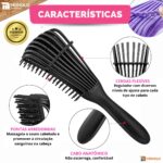 Kit 5 Escova Pente Polvo Cabelo Cacheado Crespo Desembaraçar Encaracolado Cachos Atacado - Imagem 3