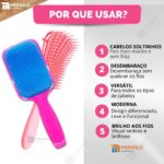 Kit Escova Raquete + Escova Polvo Cabelo Cacheado Liso Ondulado Desembaraçadora - Imagem 7