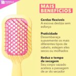 Kit Escova Cabelo Raquete Vazada + Escova Mágica Cerda Macia Desembaraçadora - Imagem 2