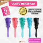 Kit 5 Escova Pente Polvo Cabelo Cacheado Crespo Desembaraçar Encaracolado Cachos Atacado - Imagem 5