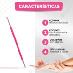 Kit 25 Espátula Cutícula Manicure Mista Cutelaria Rosa Silicone Empurrador Palito Unha Aço Inox - Imagem 4