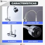 Torneira Cozinha Parede Gourmet Cromado Aço Inox Econômica Fácil Instalação Super Resistente Luxo - Imagem 3
