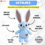Coelho Pelúcia Infantil Coelhinho Orelha Grande Orelhudo Fofinho Macio Bebê Naninha Presente Monolo - Imagem 5