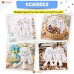 Coelho Pelúcia Páscoa Infantil 43cm Decoração Presente Fofo Coelhinho ovo cesta Loja enfeite Monolo - Imagem 3