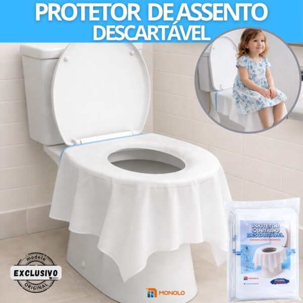 Protetor Assento Vaso Sanitário Descartável c/ Adesivo Plástico Infantil Impermeável Kit 30 MONOLO